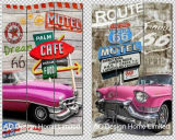 Colorful Vintage Car Design Canvas and Wooden Folding Screen Room Divider X 3 Panel