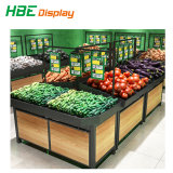 Durable Wooden and Metal Vegetable Rack Stand for Store