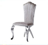 Elegant Grace Modern Dining Chrome Grey Fabric Velvet Chair