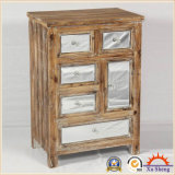 Wooden Mirror Handmade Storage Accent Cabinet in Drift Wood Color