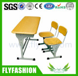 Sf-05D Double Student Desk and Chair Wood School Furniture Fireproof Classroom Table 
