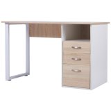 Simple Design Computer Desk with Cabinet and Drawers, Oak and White