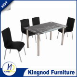 Paper Finished Glass Stainless Steel Dining Table