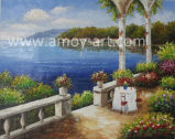 Handmade Mediterranean Landscape Oil Painting on Canvas for Wall Decor
