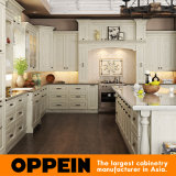 White L Shape Wood Kitchen Cabinet with Island (OP15-S05)