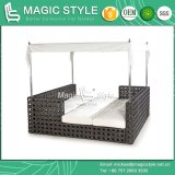 Rattan Daybed Wicker Sun Bed Outdoor Furniture Garden Sun Lounge Leisure Daybed Beach Sunbed Patio Daybed Deck Lounge (Magic Style)