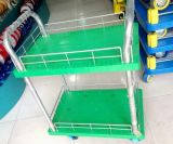 Green Color 300kg Double Layers Plastic Hand Trolley