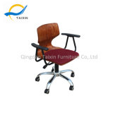 Popular Office Rotary Chair with Wooden Seat and Metal Frame