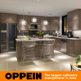 Modern Glossy Grey Wooden PP L-Shaped Modular Kitchen Cabinets (OP16-PP01)