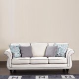 Modern Design Three Seat Fabric Sofa with Solid Wood Legs for Home