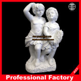 Little Boy and Girl Marble Sculpture for Garden Decoration