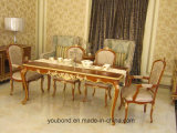 0050 Dark Color Solid Wood Hand Carved Tracing The Design in Gold Classical Dining Table