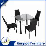 Cheap Glass Aluminium Black Dining Table and Chairs
