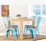 Fully Stocked! ! Colorful Metal Dining Chair with Square Seat, Wooden Seat Cushion Plus