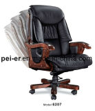 Hotel/Office Classic High Back Wooden Leather Swivel Lift Boss Chair (6207)