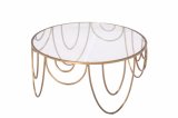 Round Tempered Glass Coffee Table with Painted Steel Frame