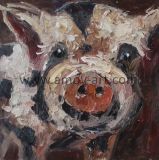 Handmade Palette Knife Pig Oil Paintings on Canvas for Wall Decor