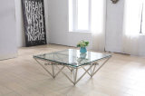 Square Coffee Table with Clear Tempered Glass