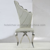 China Wholesale New Design Elegance High Back Leather Stainless Steel Dining Room Chair