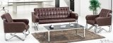 Modern Hotel Chair Office Leather Sofa with Stainless Frame in Stock 1+1+3