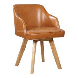 Rotary Faux Leather Solid Wood Legs Occasional Chair