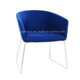 Round Dark Blue Fabric Dining Chair with Metal Feet (SP-HC058)