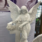 Natural Pure White Marble Weeping Angel Sculpture for Factory Price