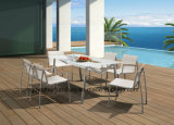 New Design Outdoor Glass Dining Table with Metal Legs
