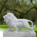 White Lion Marble Statue Sculpture, Animal Sculpture