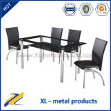 Modern Room Furniture Tempered Glass Dining Table with 4 Chairs