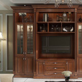 Solid Wood Dining Room Furniture Pantry Kitchen Cabinet with Wine Cabinet