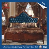 B268 Ruifuxiang Luxury Style Bedroom Furniture Blue Leather Bed