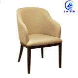 Durable Metal Frame Chair Wood Imitation with Comfortable Fabric Cushion