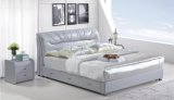 Modern Queen Size Bedroom Leather Bed with Storage