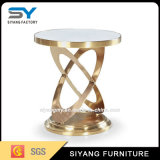 Rose Gold Stainless Steel Furniture White Glass Side Table
