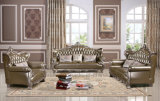 Luxury Classic Wooden Frame Genuine Leather Sofa