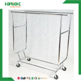 Double Bar Foldable Portable Rolling Clothing Clothes Rack