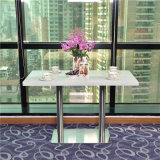 Pure White Quarts Dining Table Artificial Stone Restaurant Table