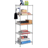 DIY 5 Tiers Open Silver Grey Coated Metal Home Livingroom Storage Book Shelves Ideas