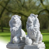 a Pair Lion Marble Statue Sculpture, Animal Sculpture
