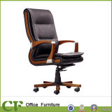 Solid Wooden Arm Rotary Revolving Office Leather Chair for Manager