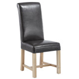 Bonded Leather Oak Legs High Back Dining Chair (WH6030)