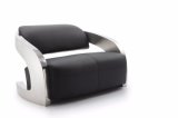 Luxury Living Room Office Lover Seat Black Leather Sofa