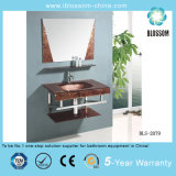 Wall-Mounted Stainless Steel Frame Glass Washing Basin Vanity (BLS-2079)