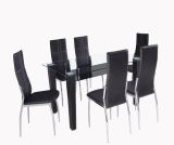 Leather Wrapped Legs Glass Table Dining Set (DT053)