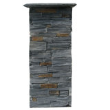 Ot Sales China Natural Black Slate Stone Cement Pillars (SMC-PC003)