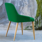 Modern High Quality Green Fabric Dining Chair with Wood Legs