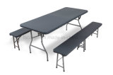 Imitated Rattan Finished Plastic Folding Table and Folding Bench for Outdoor Used (CG-R180-2 & CG-RZD183)