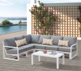 Aluminum Lounge Outdoor Office Hotel Home Patio White Coating Garden Sofa Set (J599)