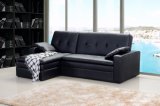 Semi-PU or PVC or Bonded Leather Corner Storage White Sofabed